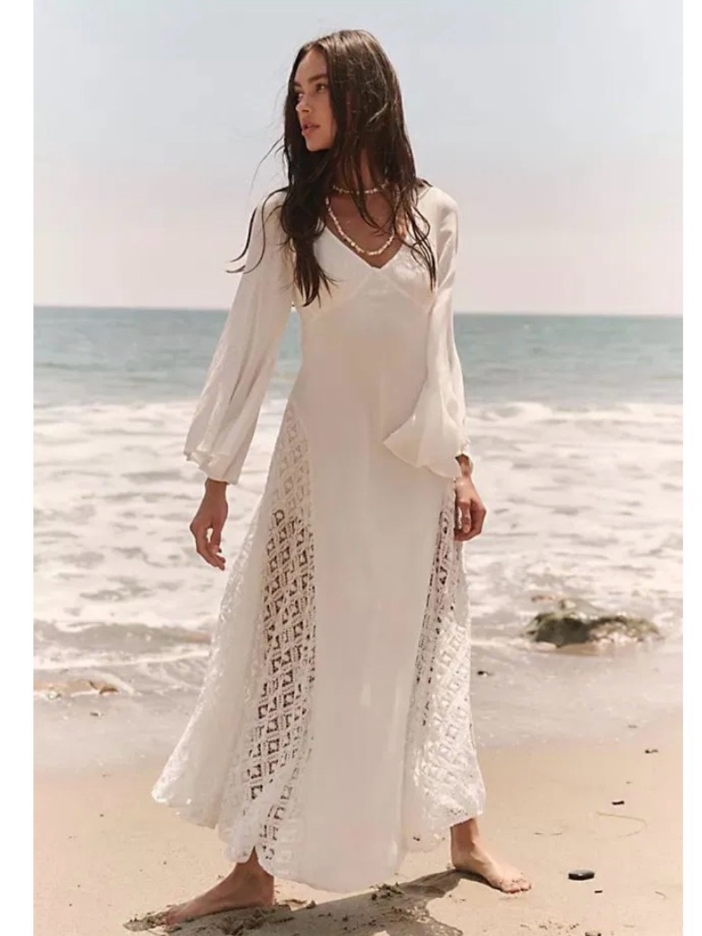Free People Cream Maxi Dress XSTP